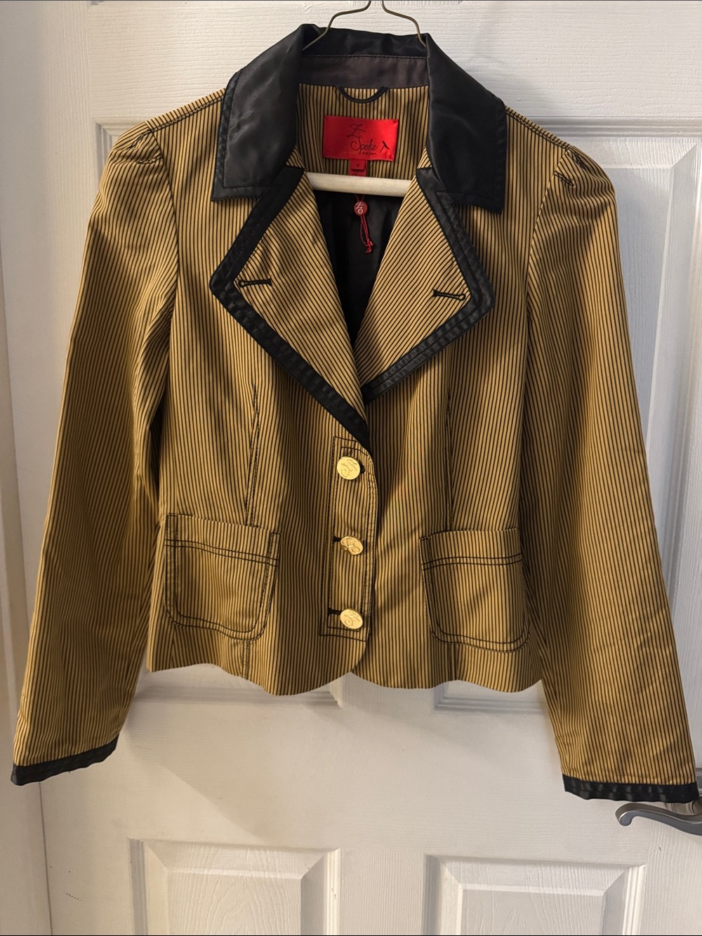 Zac Posen Gold-Striped Blazer with Black Trim